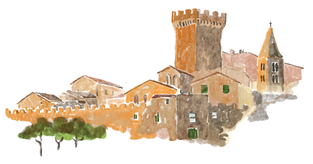 Italian village illustration